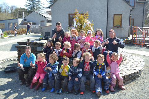 Thumbs up from everybody at Glen Outdoor School.